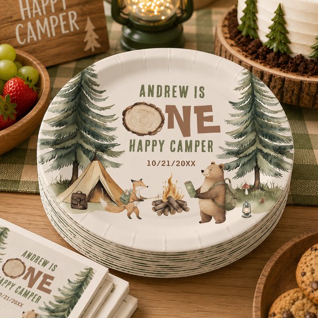 Pratos de papel de aniversário de 1 ano One Happy  (Criador carregado)