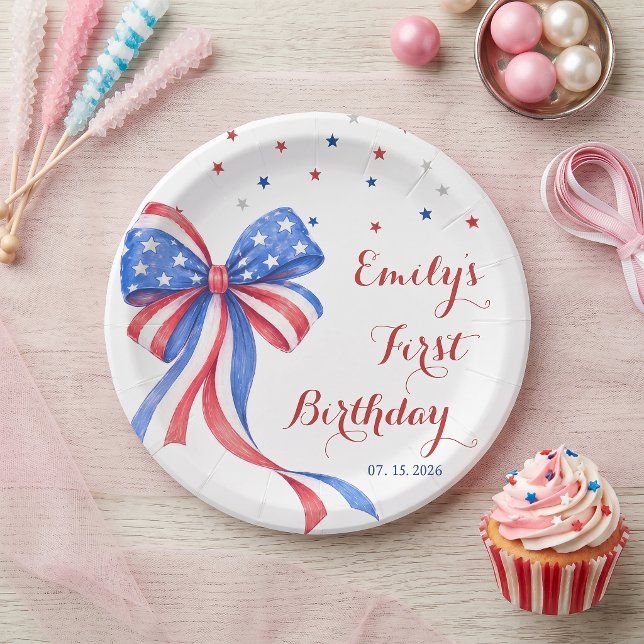 Pratos de papel de aniversário de 4 de julho ameri (Criador carregado)