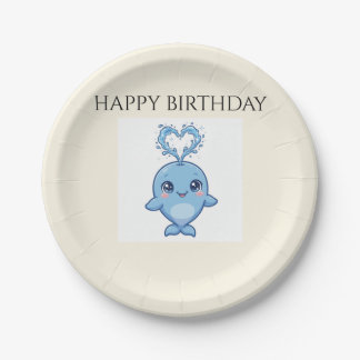 Pratos de Papel de Aniversário de Baleia Bebê Fofa