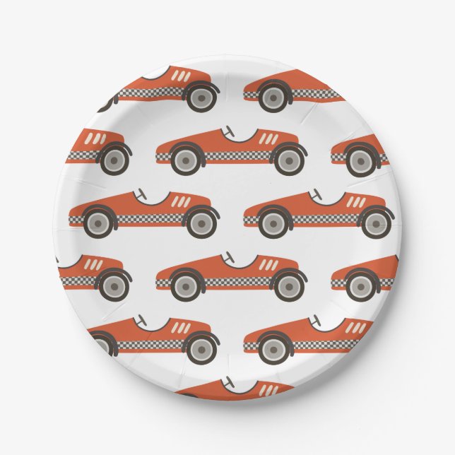 Pratos de papel de aniversário de carro de corrida (Frente)