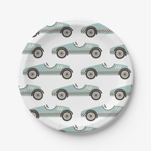Pratos de papel de aniversário de carro de corrida (Frente)