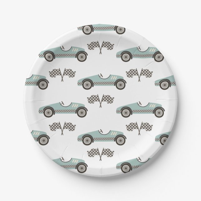 Pratos de papel de aniversário de carro de corrida (Frente)