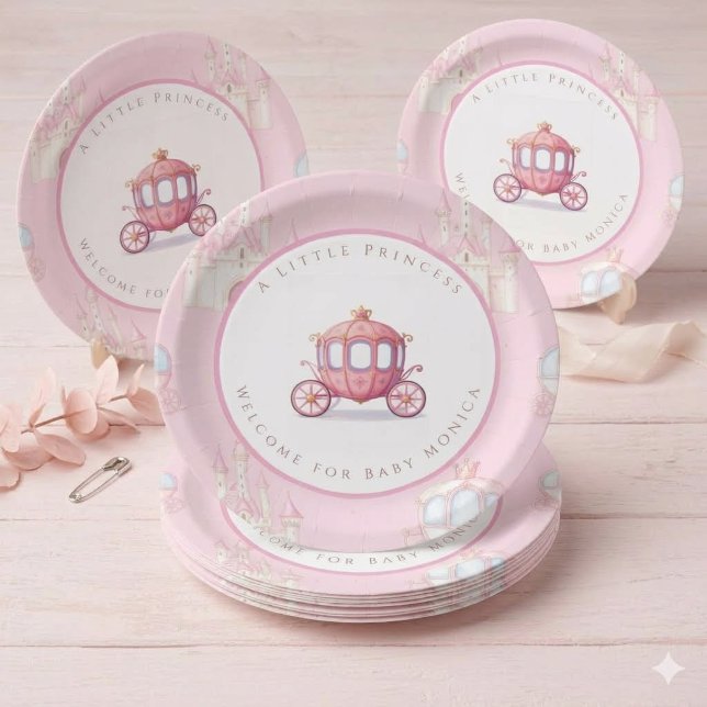 Pratos de papel de aniversário de carruagem de pri (Criador carregado)