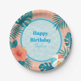 Pratos de Papel de Aniversário de Festa de Piscina