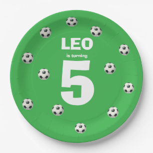 Pratos de Papel de Aniversário de Futebol Editávei