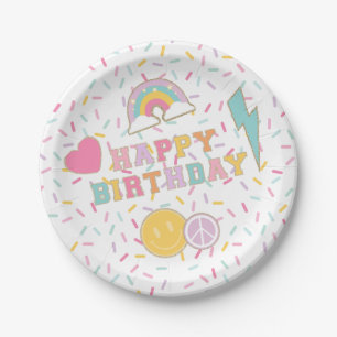 Pratos de papel de aniversário de letra Patch Prep