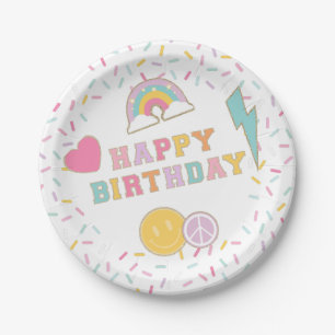 Pratos de papel de aniversário de letra Patch Prep