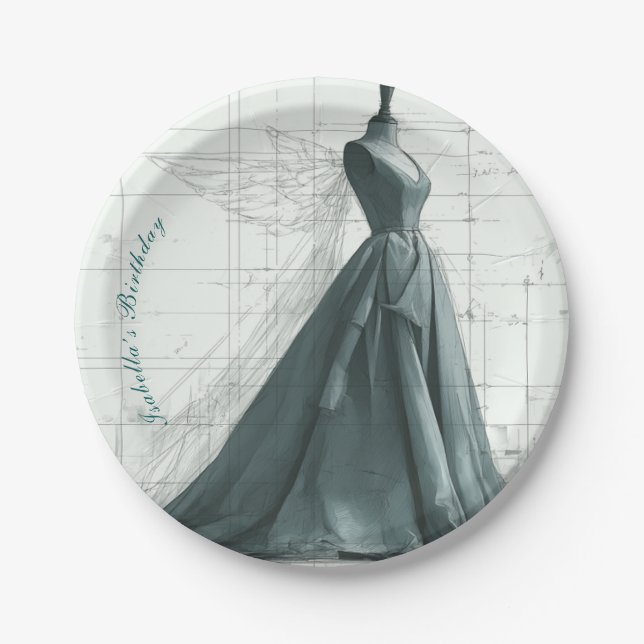 Pratos de Papel de Aniversário de Moda Elegante –  (Frente)