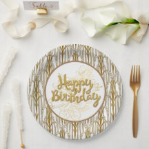 Pratos de Papel de Aniversário Dourados