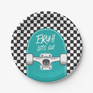 Pratos de papel de aniversário Skateboard Bruh!