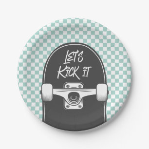 Pratos de papel de aniversário Skateboard Let's Ki