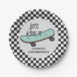 Pratos de papel de aniversário Skateboard Let's Ki