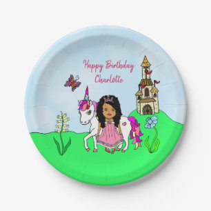 Pratos de papel de aniversário Unicórnio e Princes