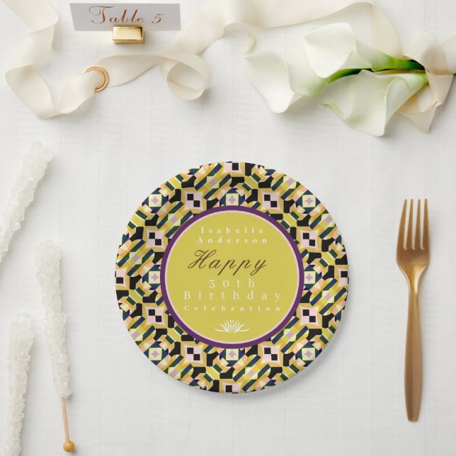 Pratos de papel de azulejos geométricos (Casamento)