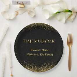Pratos de Papel de Caligrafia Ouro Luxo Hajj Mubar