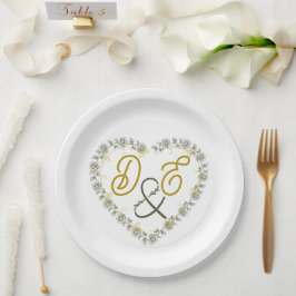 Pratos de Papel de Casamento Boho Neutros Editávei