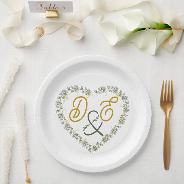 Pratos de Papel de Casamento Boho Neutros Editávei (Casamento)