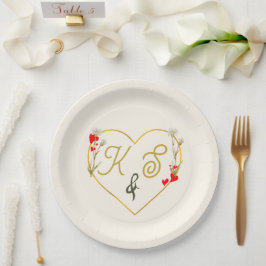 Pratos de Papel de Casamento Botânico Dourado Mini