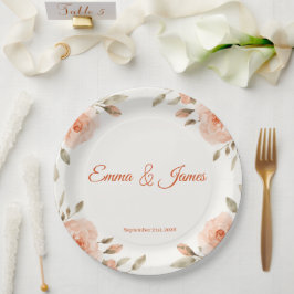 Pratos de Papel de Casamento Personalizados com Fl