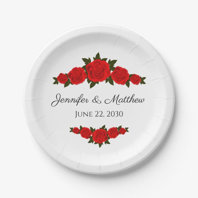 Pratos de Papel de Casamento Personalizados com Ro (Frente)