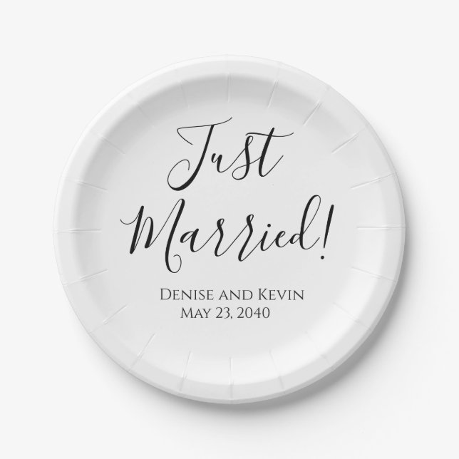 Pratos de Papel de Casamento Personalizados Recém- (Frente)