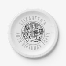 Pratos de Papel de Celebração de 70 Anos de Idade