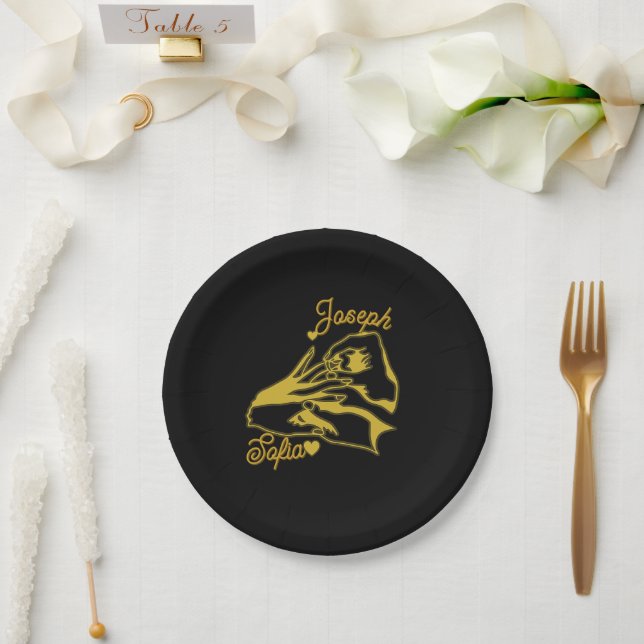 Pratos de papel de compromisso Ouro Preto (Casamento)