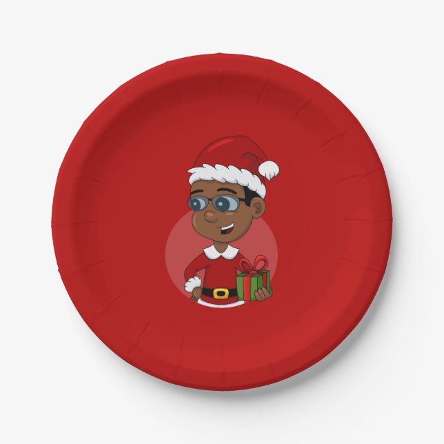 pratos de papel de desenho animado de Natal (Frente)