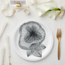 Pratos de Papel de Flor de Linha Radial Abstrata