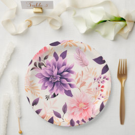 Pratos de papel de flor rosa fofa