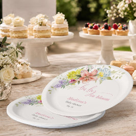 Pratos de Papel de Flores de Aquarela para Chás de