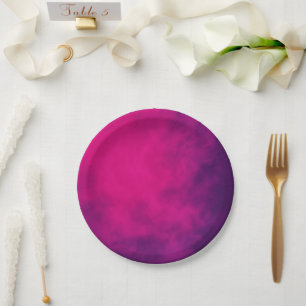 Pratos de Papel de Fumaça Rosa Neon – Personalizáv