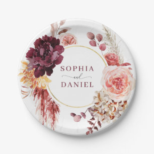Pratos de Papel de Grama Boho Luxuosa Pampas