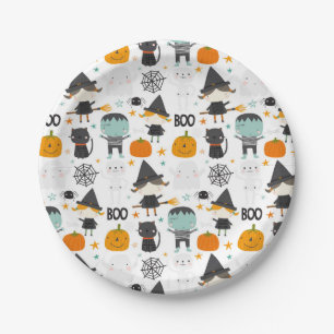 Pratos de papel de Halloween fofos
