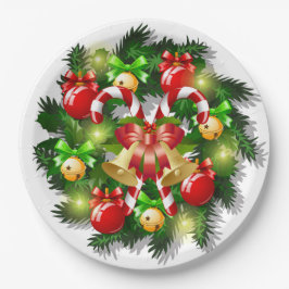 Pratos de Papel de Listras de Natal