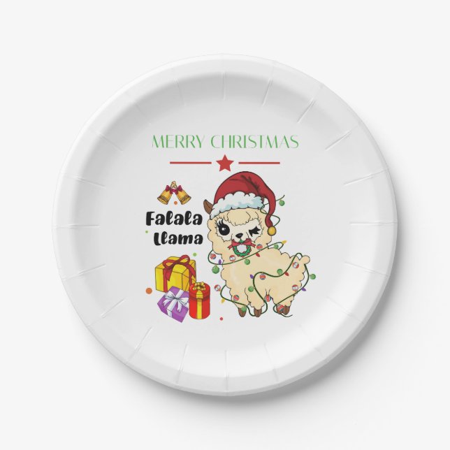 Pratos de Papel de Llama de Natal (Frente)