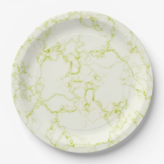 Pratos de Papel de Mármore Branco Verde (Frente)