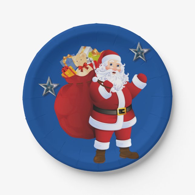 Pratos de Papel de Natal, Feliz Natal Papai Noel (Frente)
