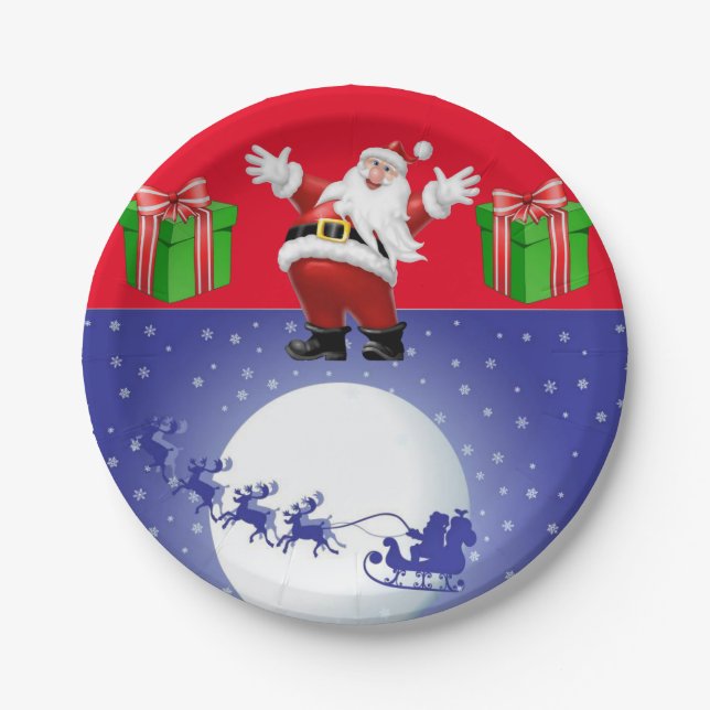 Pratos de Papel de Natal, Papai Noel (Frente)