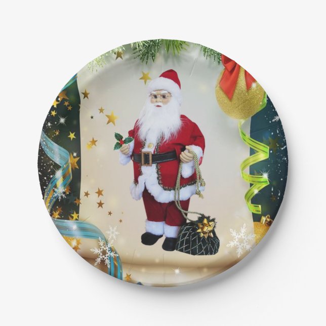 Pratos de Papel de Natal, Papai Noel (Frente)