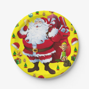 Pratos de Papel de Natal, Papai Noel, Elfo