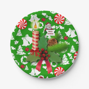 Pratos de Papel de Natal, Vela, Hortelã-Pimenta