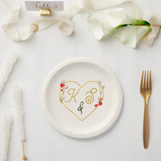 Pratos de Papel de Noiva Minimalista Dourada Botân (Casamento)