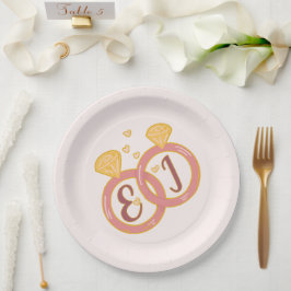 Pratos de Papel de Noivado Floral Blush Editáveis