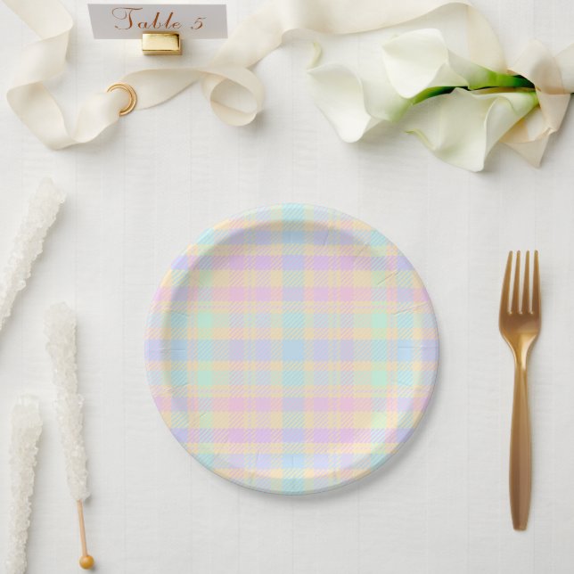 Pratos de Papel de Páscoa Pastel Xadrez Festa (Casamento)