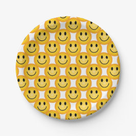 Pratos de Papel de Rosto Feliz Emoji Carinhas Sorr