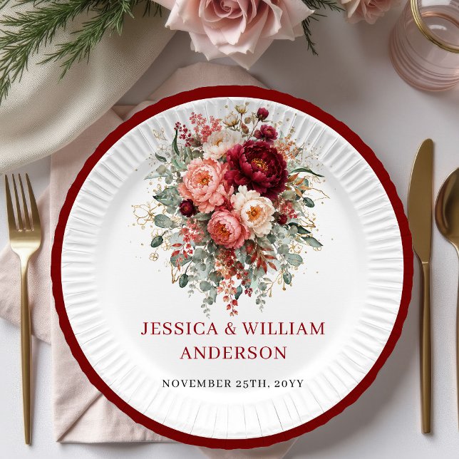 Pratos de Papel de Terracota Moderna Boho para Cas (Modern Terracotta Boho Wedding Paper Plates Design

)