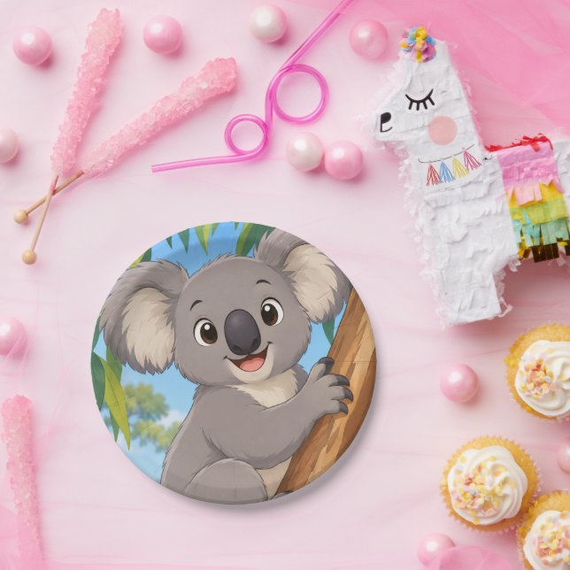 Pratos de papel de urso koala (Festa)
