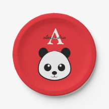 Pratos de Papel de Urso Panda Fofo – Personalizado