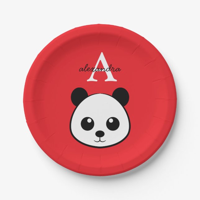 Pratos de Papel de Urso Panda Fofo – Personalizado (Frente)